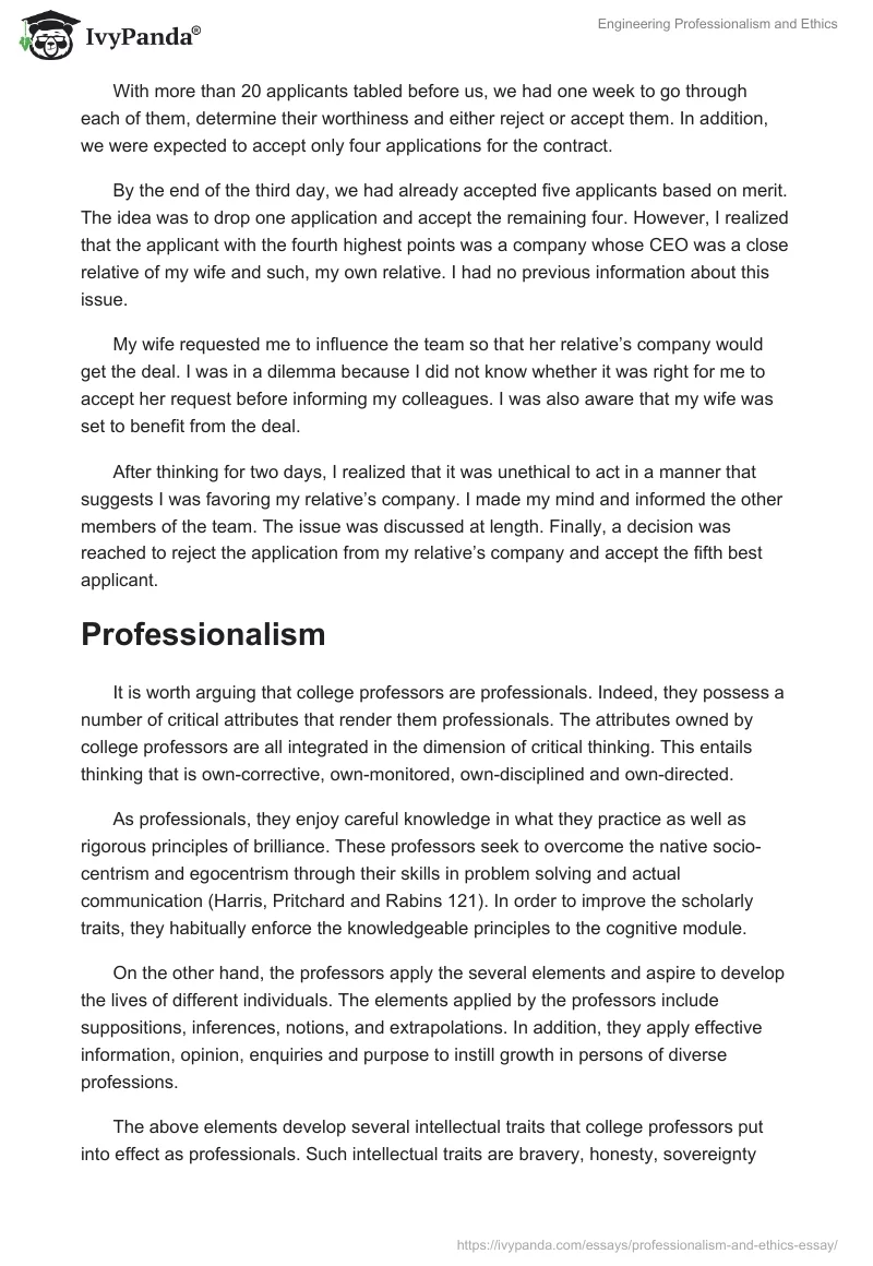 Engineering Professionalism and Ethics. Page 2