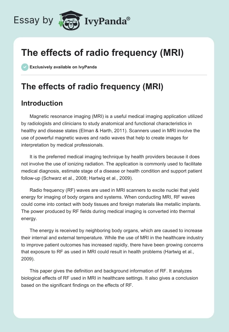 The effects of radio frequency (MRI). Page 1