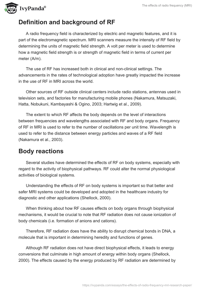 The effects of radio frequency (MRI). Page 2