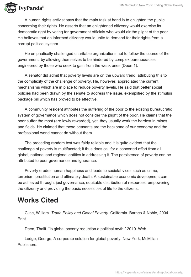 UN Summit in New York: Ending Global Poverty. Page 2