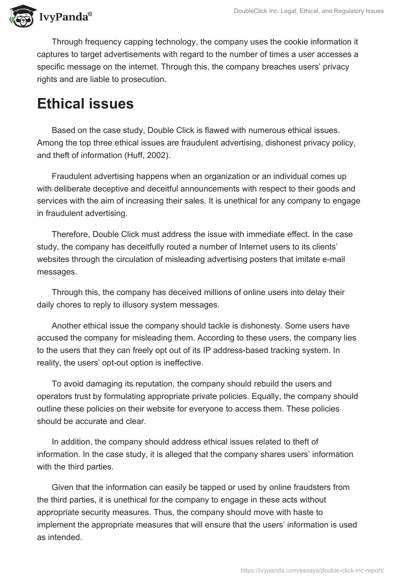 DoubleClick Inc. Legal, Ethical, and Regulatory Issues. Page 2