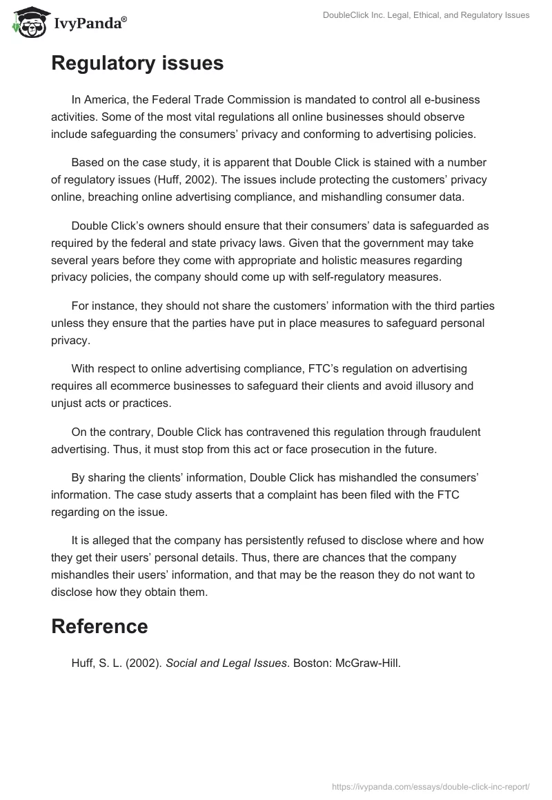 DoubleClick Inc. Legal, Ethical, and Regulatory Issues. Page 3