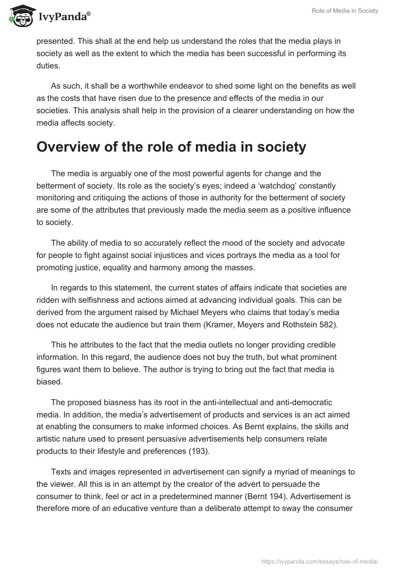 Role of Media in Society. Page 2