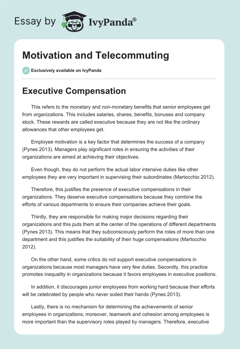 Motivation and Telecommuting. Page 1