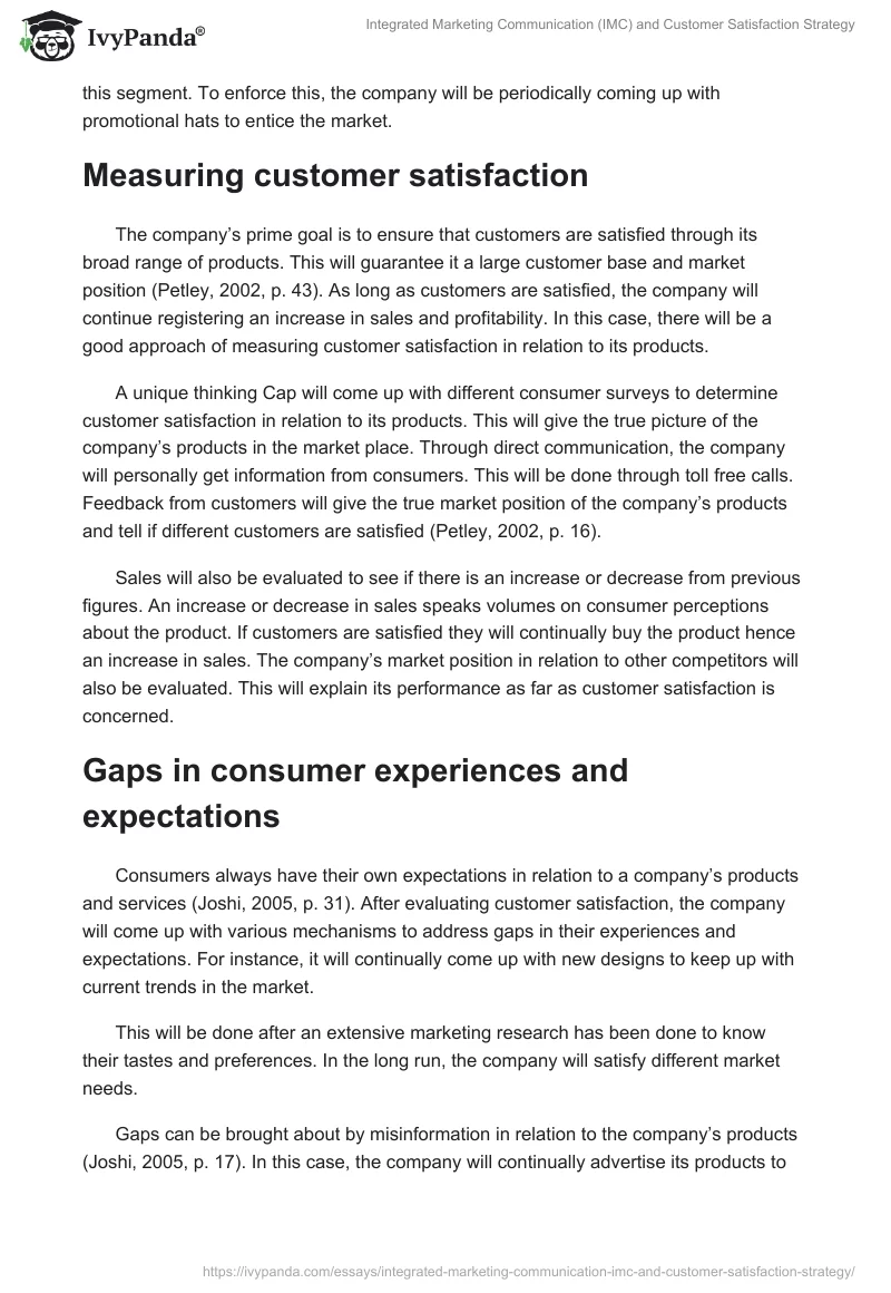 Integrated Marketing Communication (IMC) and Customer Satisfaction Strategy. Page 3
