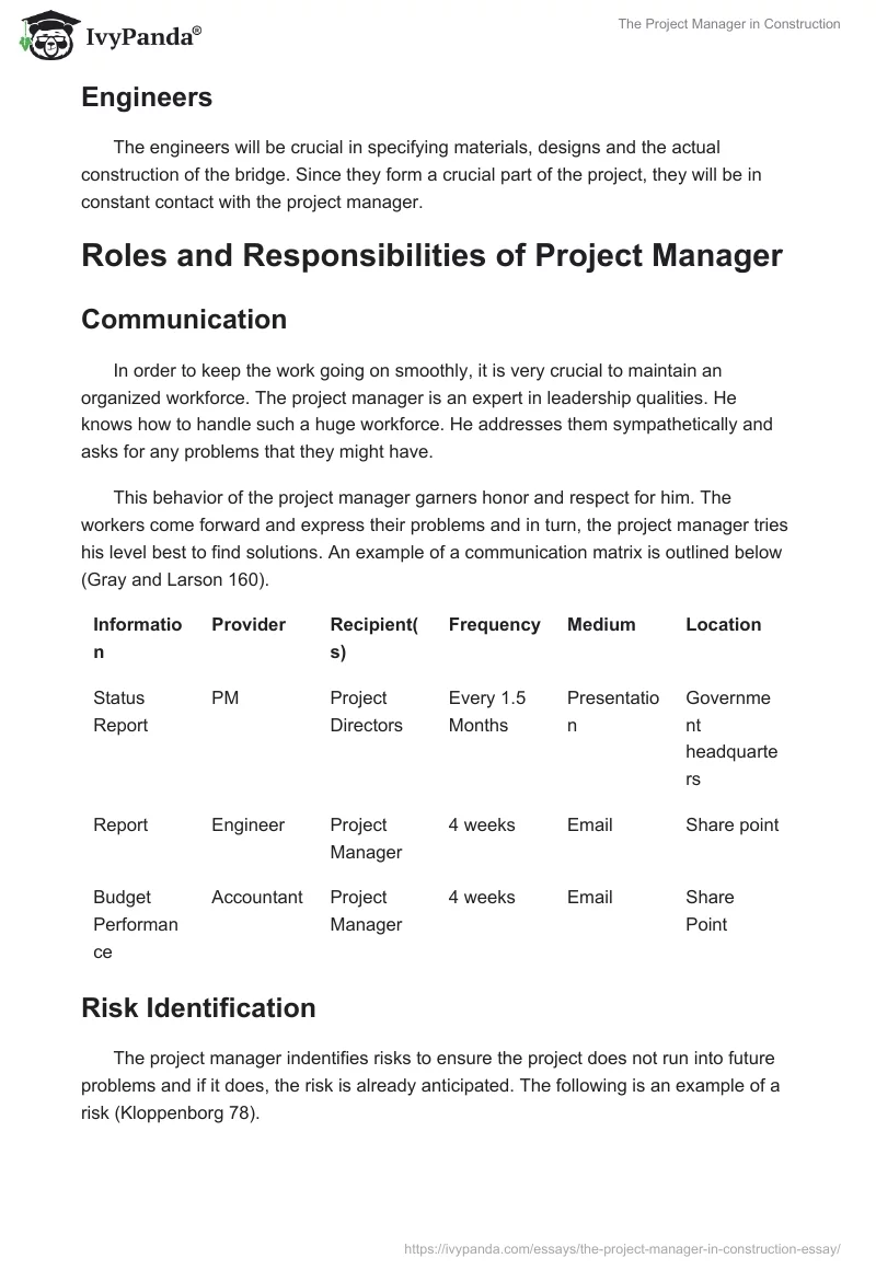 The Project Manager in Construction. Page 4