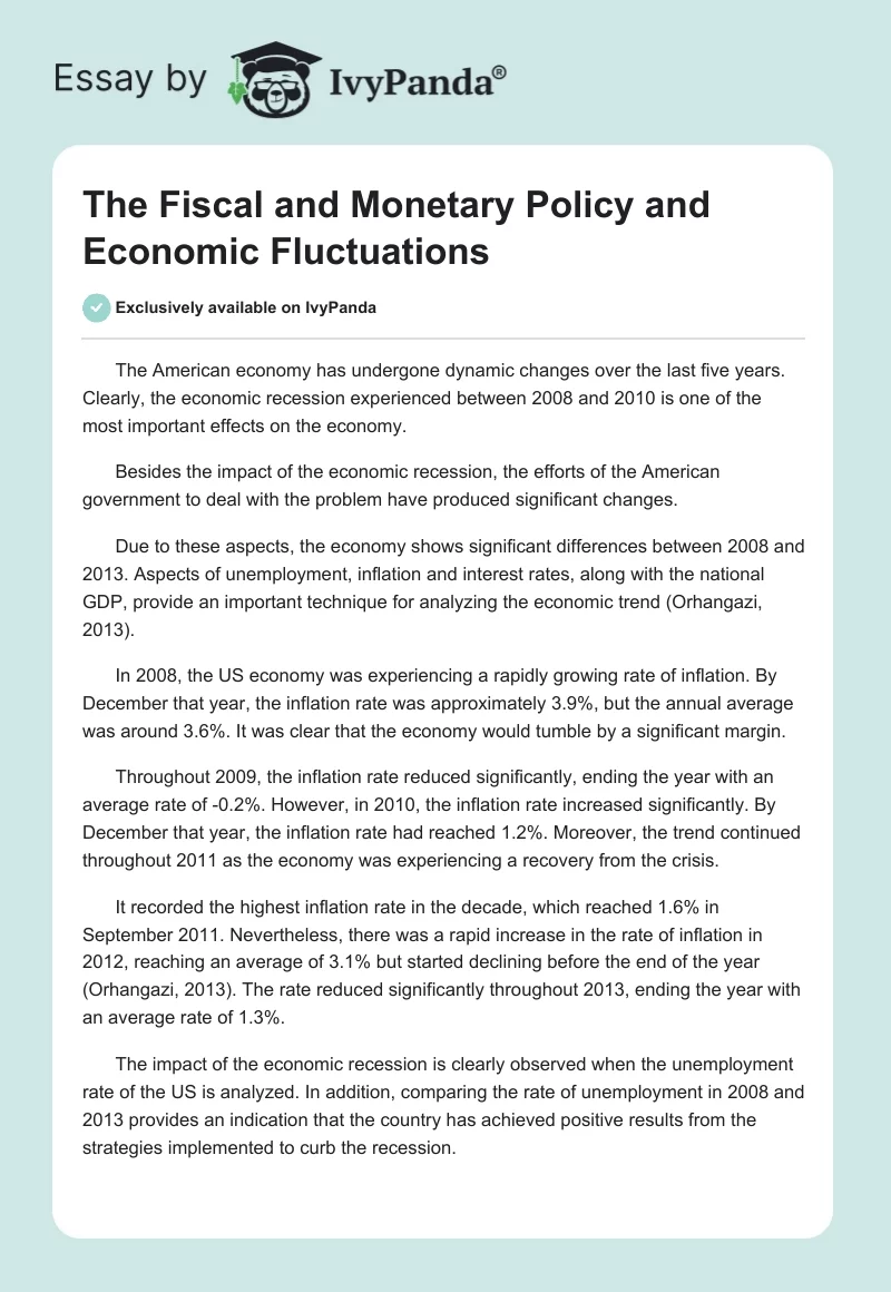 The Fiscal and Monetary Policy and Economic Fluctuations. Page 1