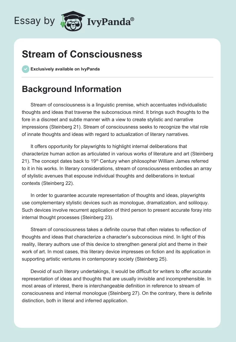 Stream of Consciousness. Page 1