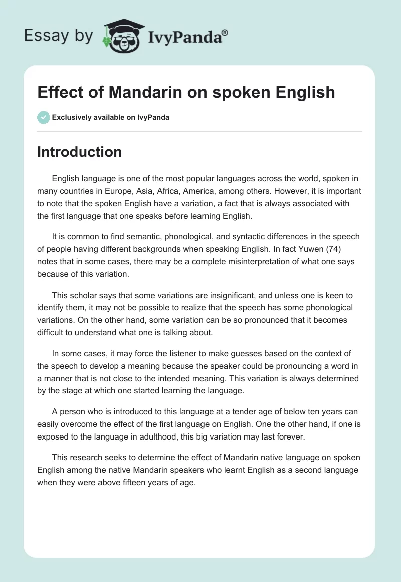 Effect of Mandarin on spoken English. Page 1