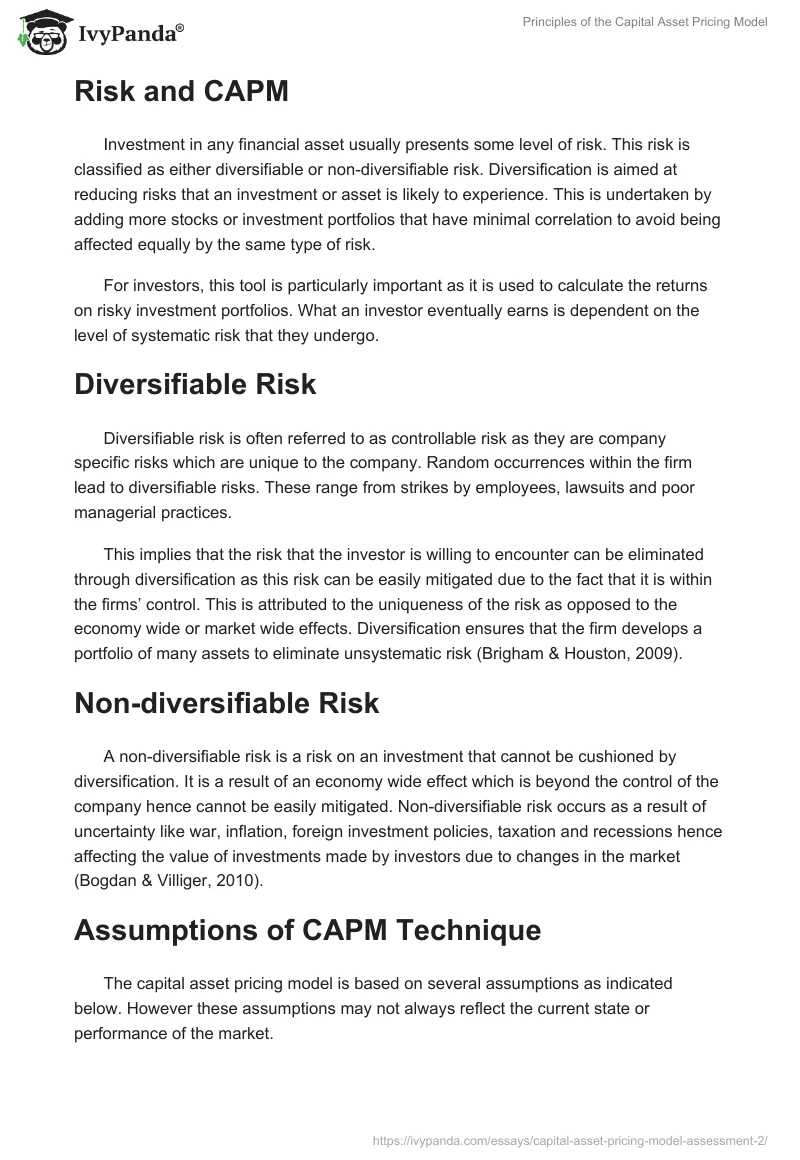 Principles of the Capital Asset Pricing Model. Page 2