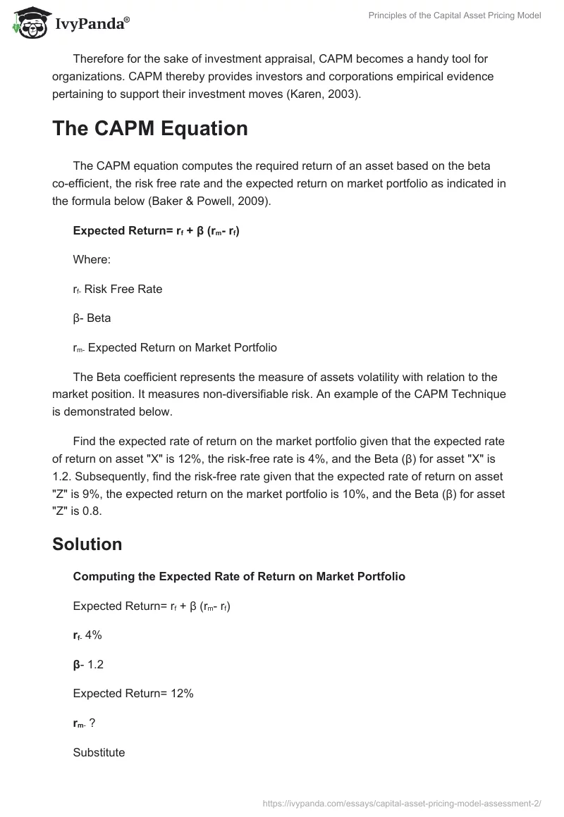 Principles of the Capital Asset Pricing Model. Page 4