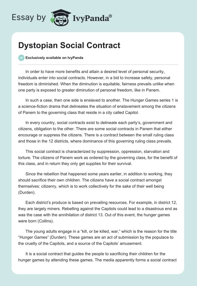 Dystopian Social Contract. Page 1