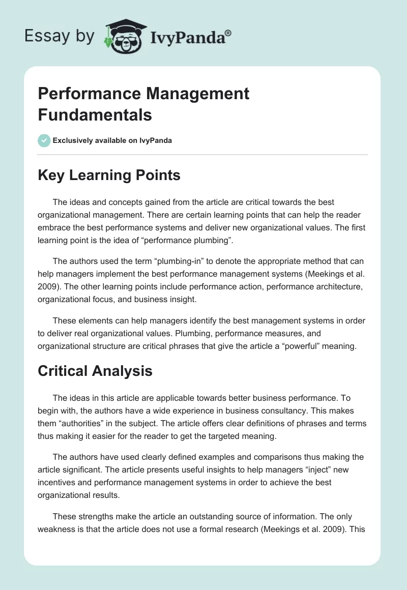 Performance Management Fundamentals. Page 1