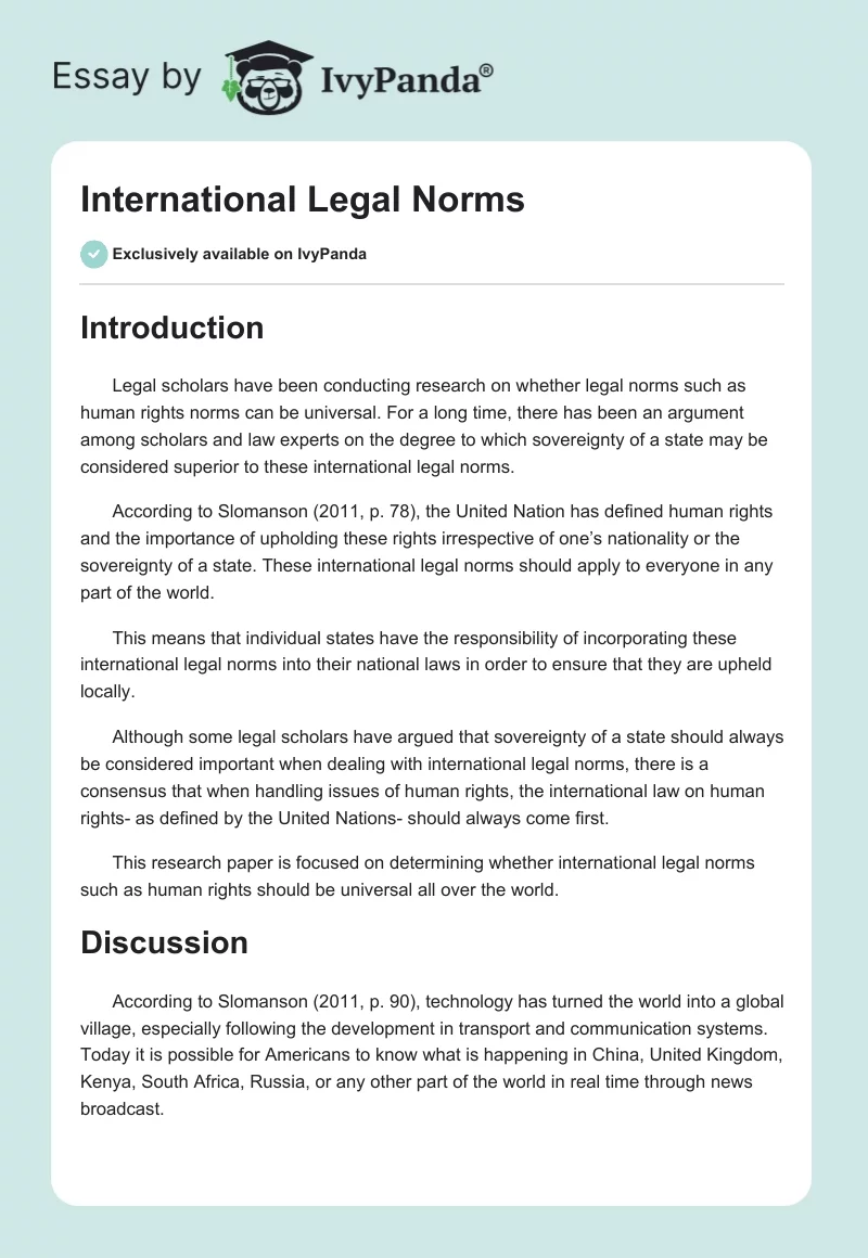 International Legal Norms. Page 1