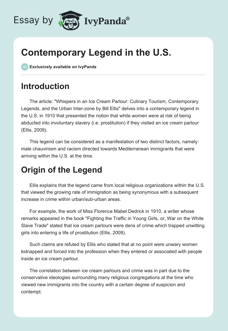 Contemporary Legend in the U.S.. Page 1