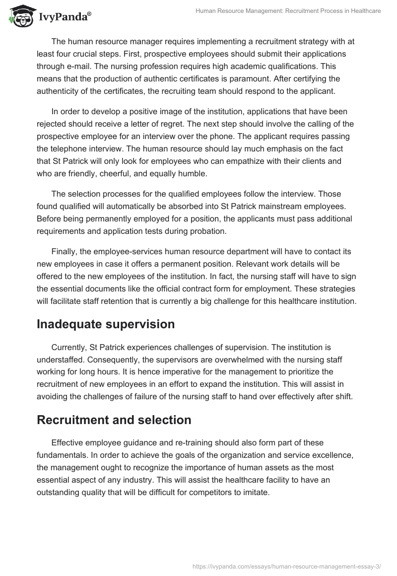 Human Resource Management: Recruitment Process in Healthcare. Page 2