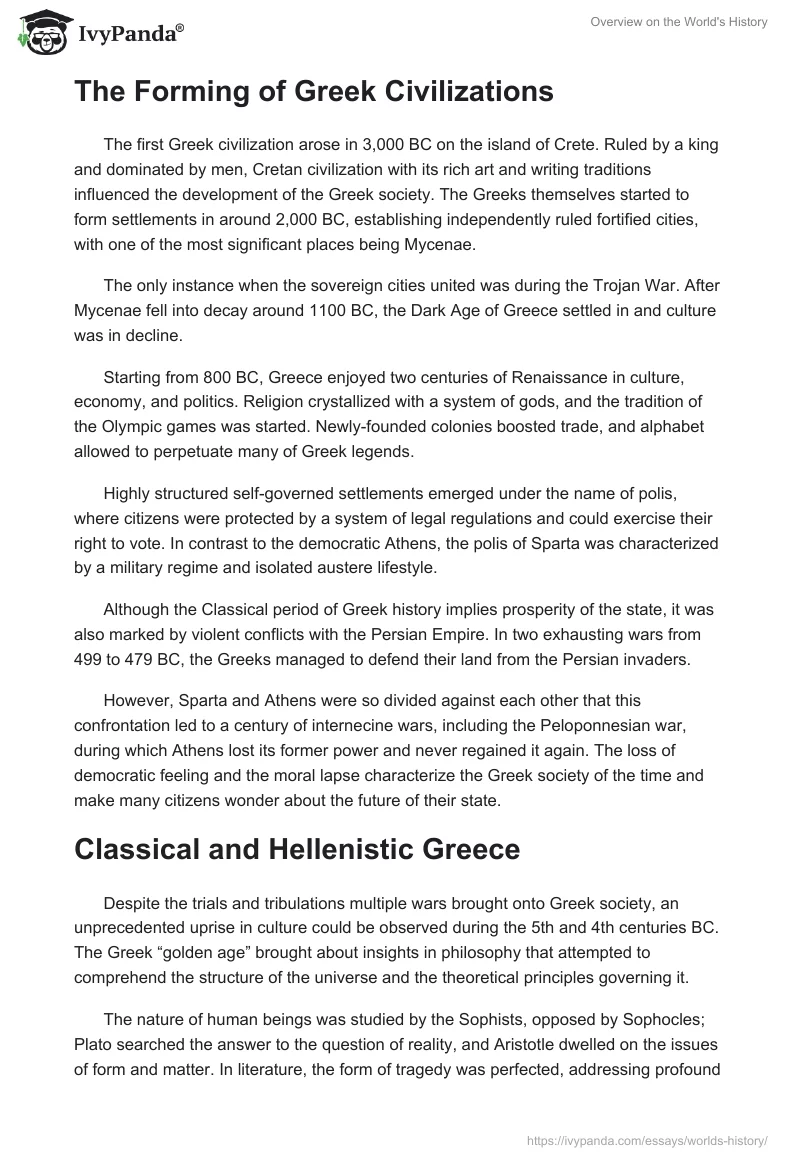 Overview on the World's History. Page 2