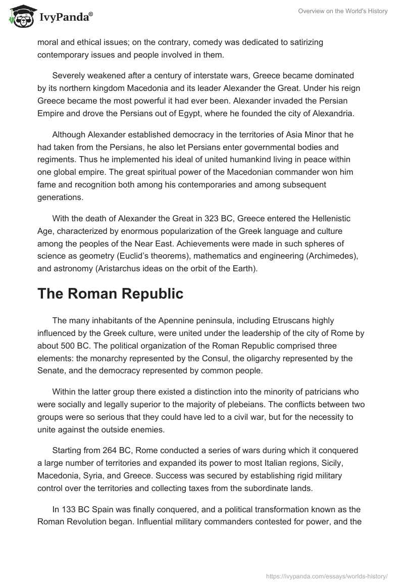 Overview on the World's History. Page 3