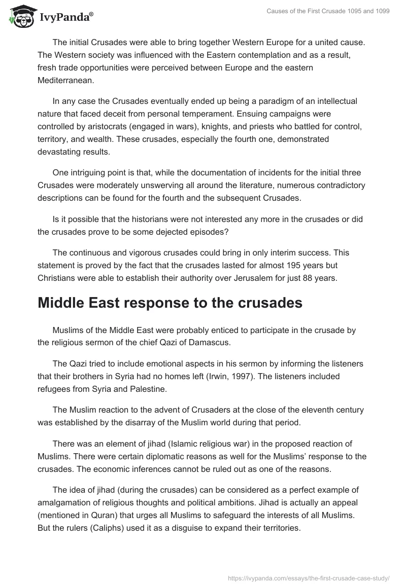 Causes of the First Crusade 1095 and 1099. Page 2