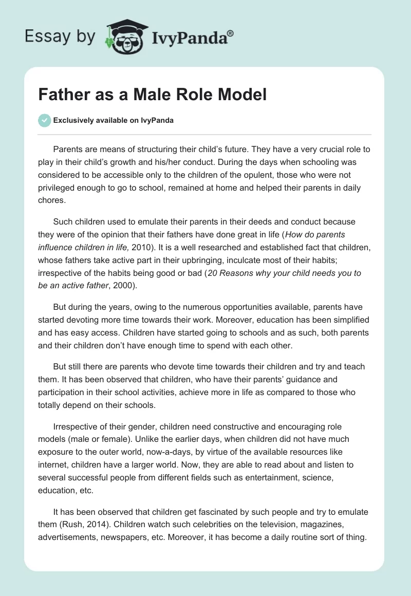 Father as a Male Role Model. Page 1