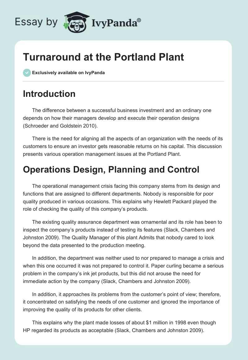 Turnaround at the Portland Plant. Page 1