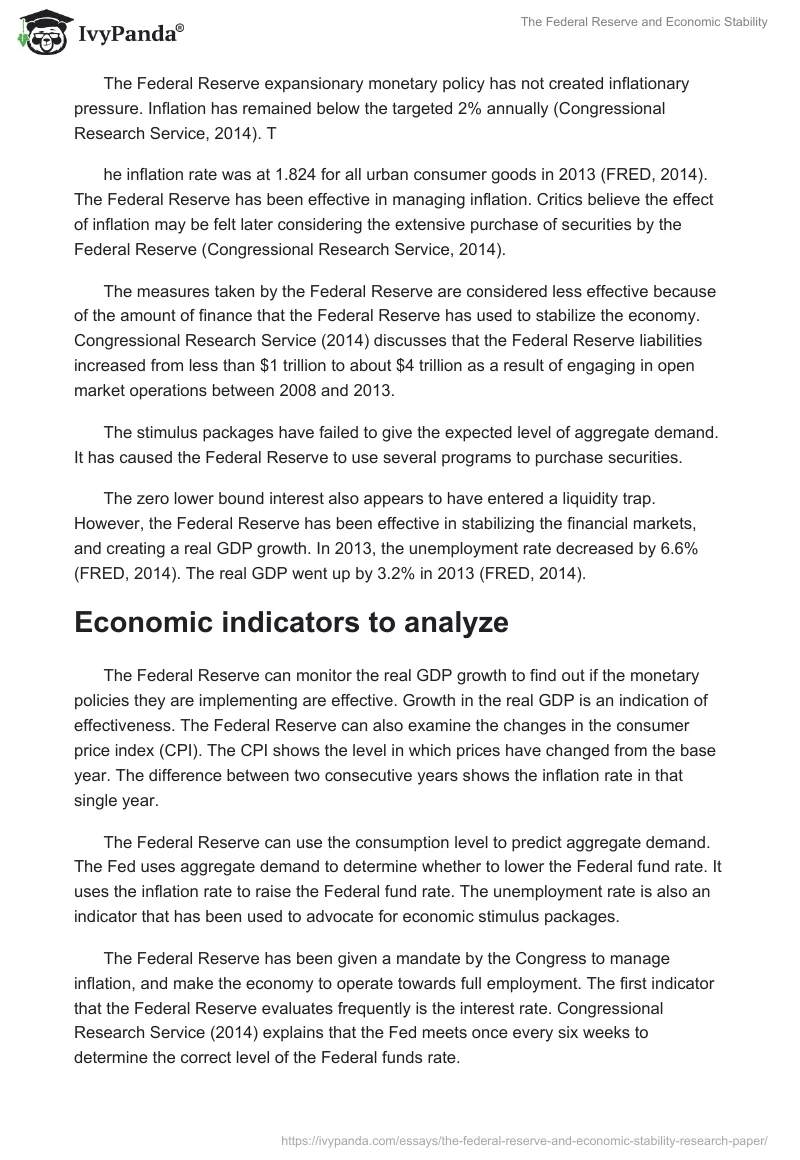The Federal Reserve and Economic Stability. Page 2