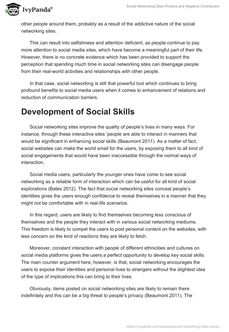 Social Networking Sites Positive and Negative Contribution. Page 3