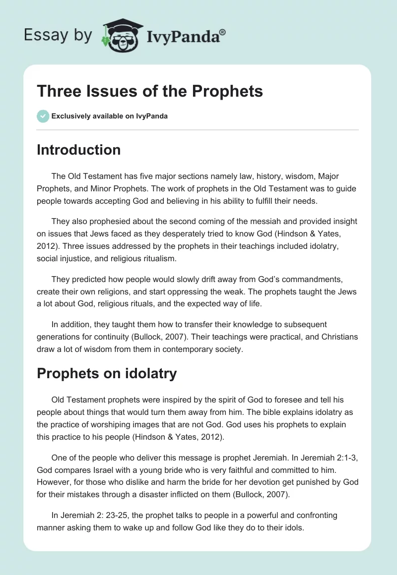 Three Issues of the Prophets. Page 1