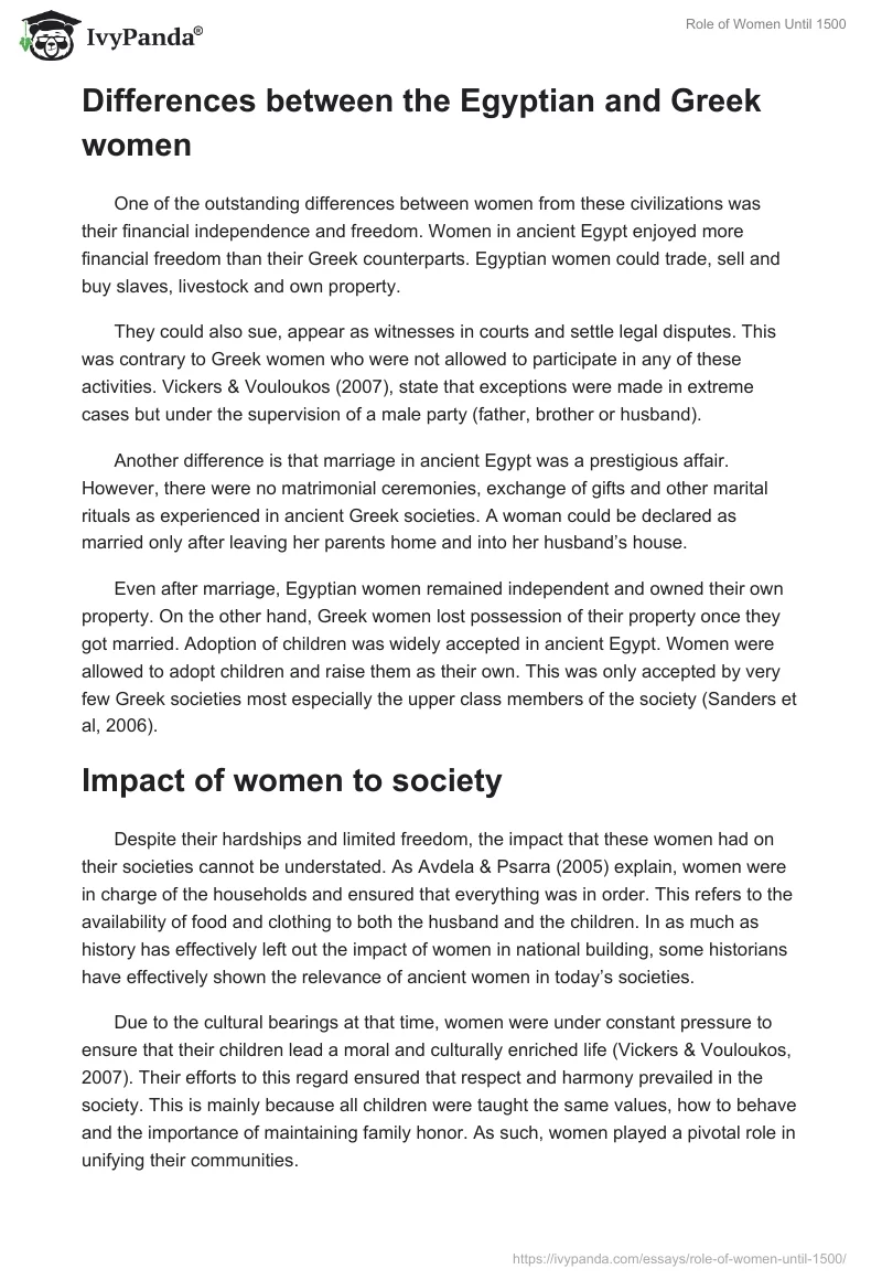 Role of Women Until 1500. Page 4