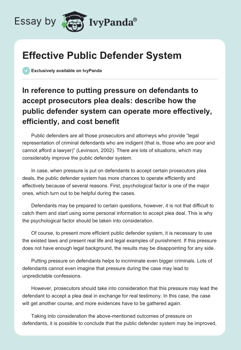 Effective Public Defender System. Page 1