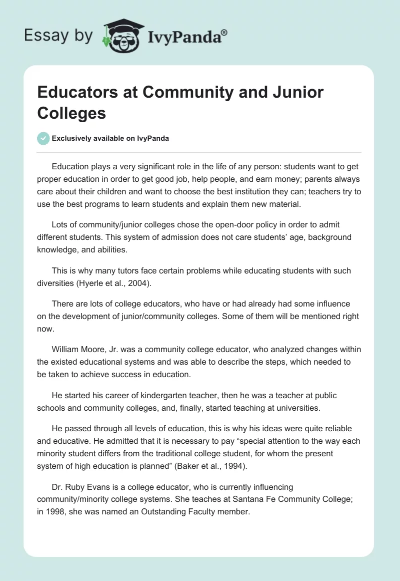 Educators at Community and Junior Colleges. Page 1