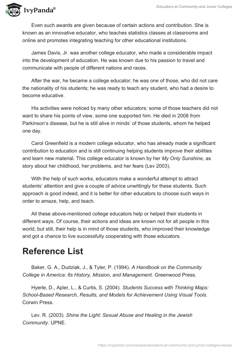 Educators at Community and Junior Colleges. Page 2