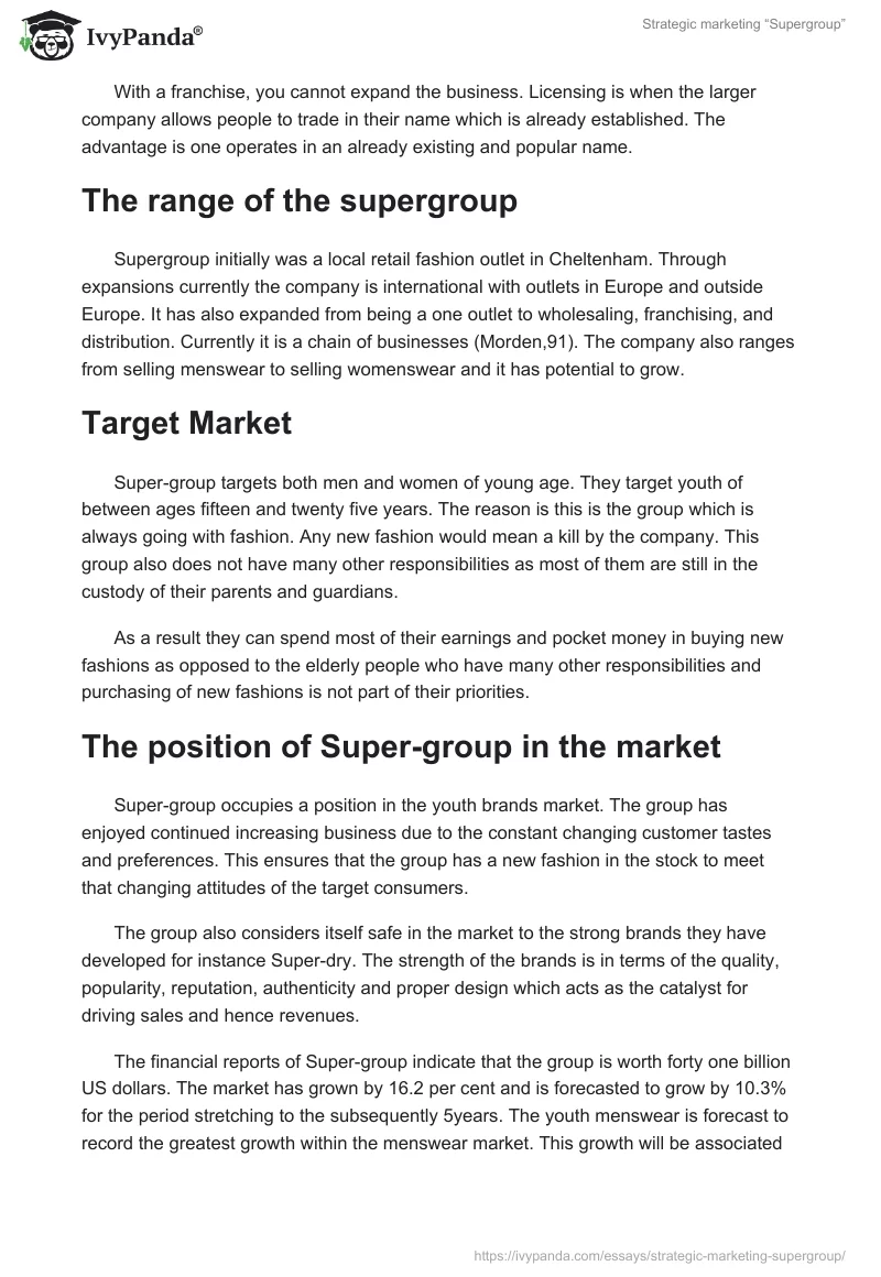 Strategic marketing “Supergroup”. Page 2