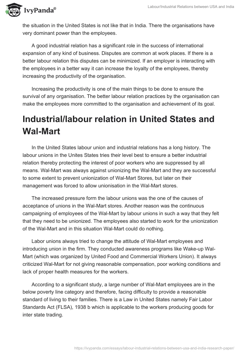 Labour/Industrial Relations between USA and India. Page 2