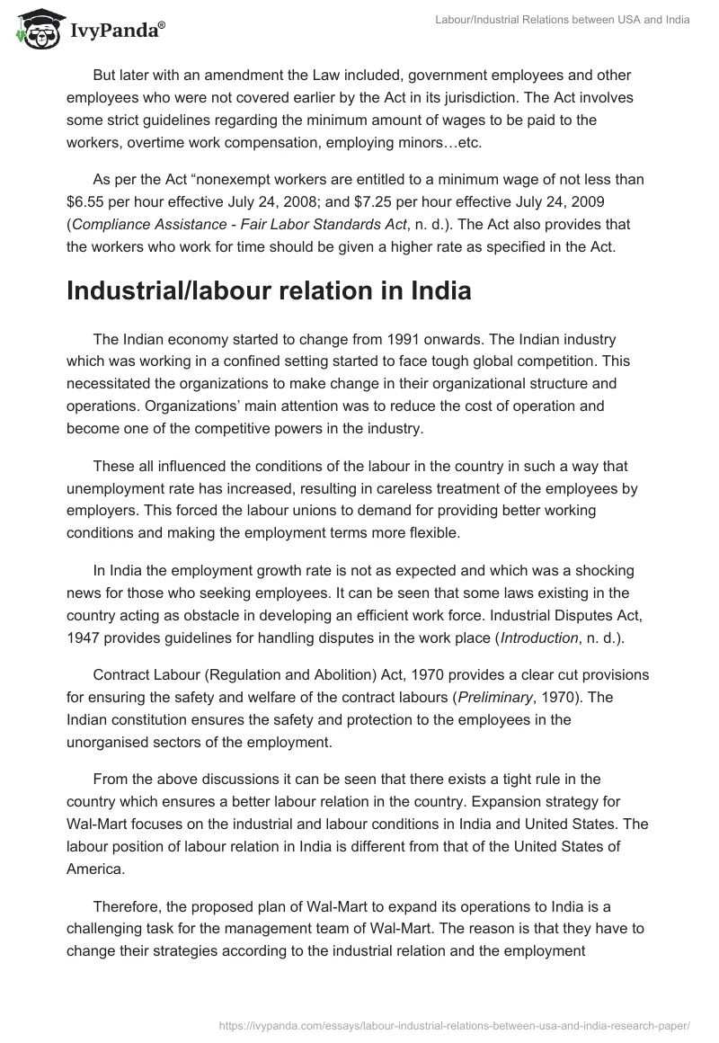 Labour/Industrial Relations between USA and India. Page 3