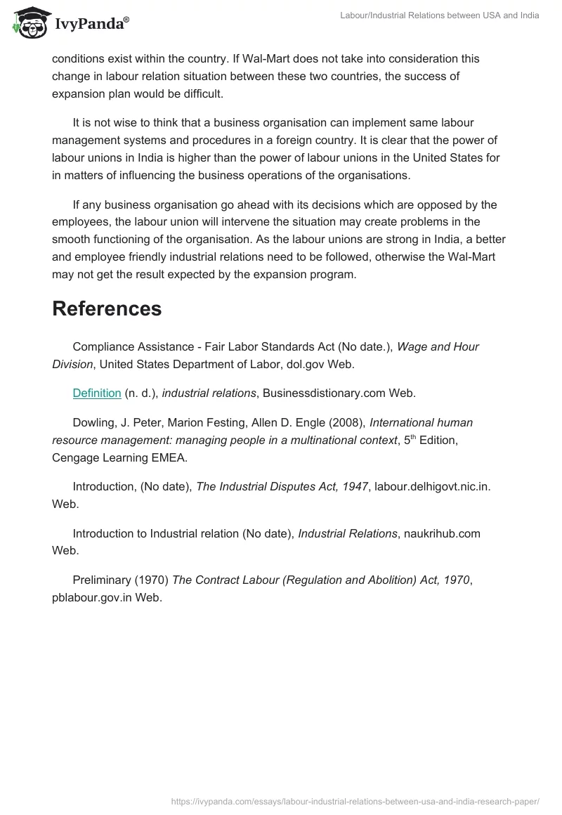 Labour/Industrial Relations between USA and India. Page 4