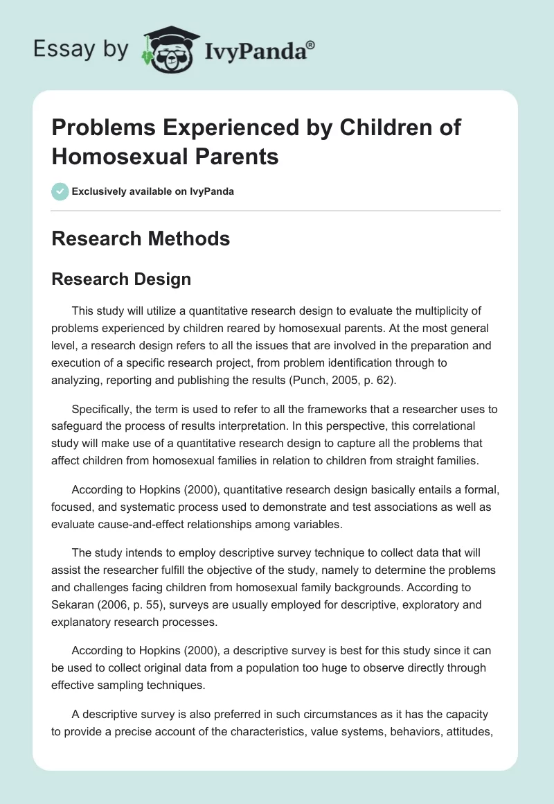 Problems Experienced by Children of Homosexual Parents. Page 1