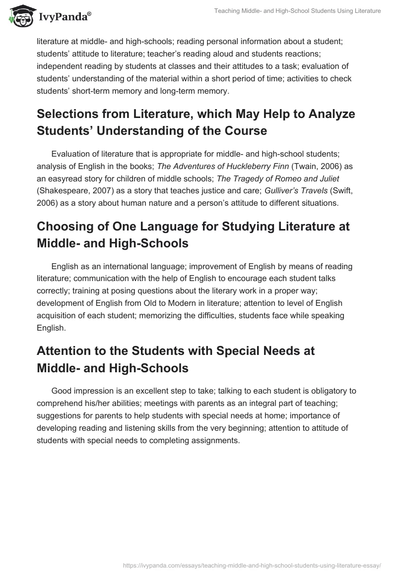 Teaching Middle- and High-School Students Using Literature. Page 2