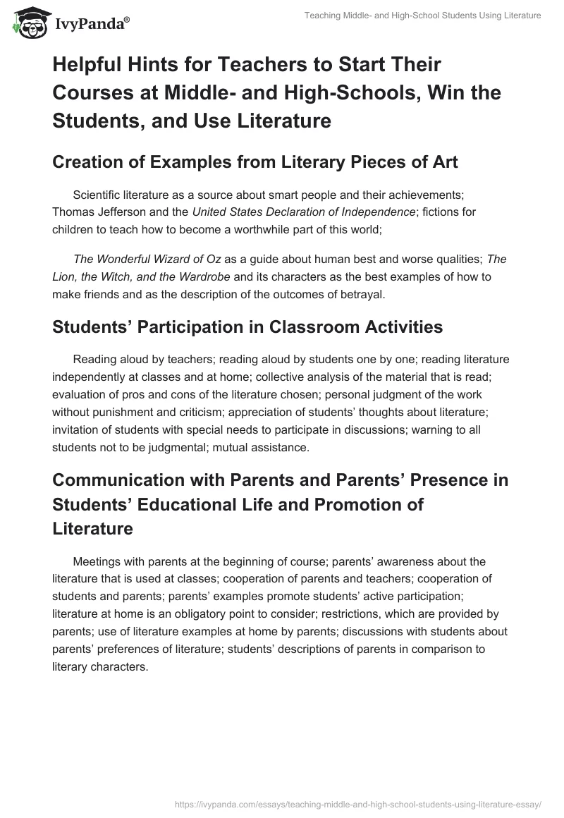 Teaching Middle- and High-School Students Using Literature. Page 3