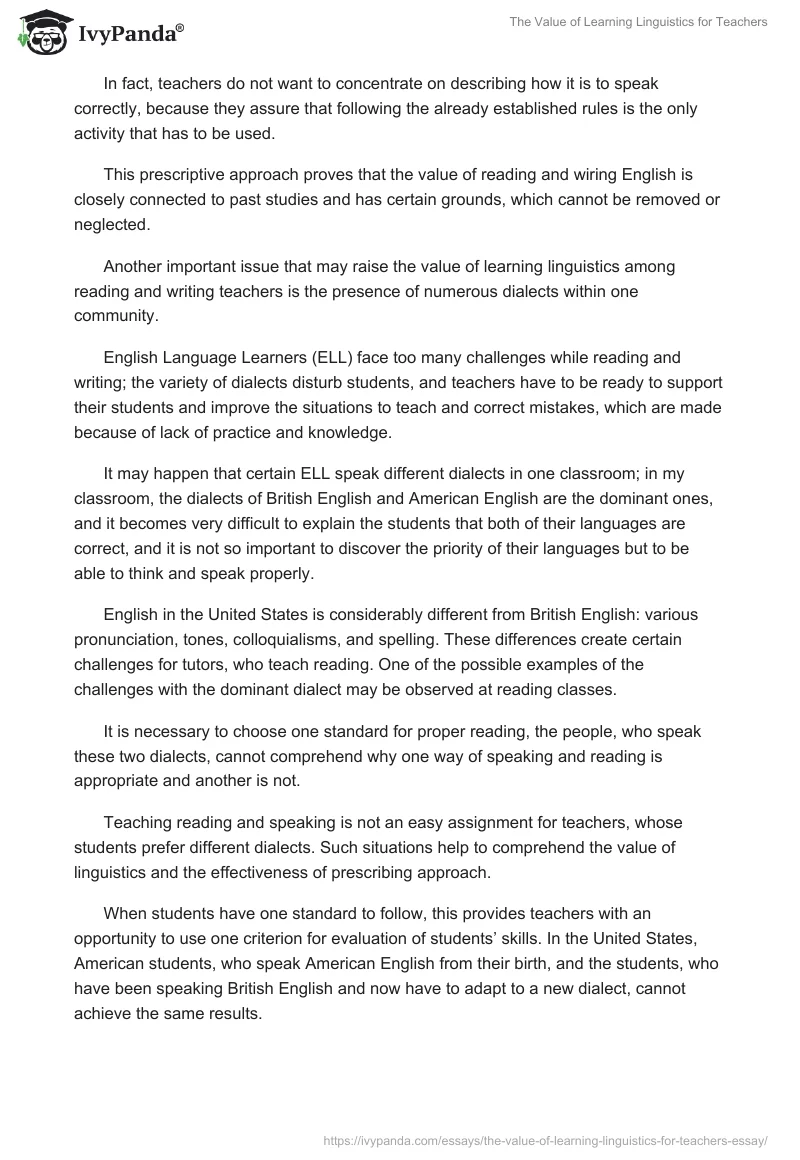 The Value of Learning Linguistics for Teachers. Page 2