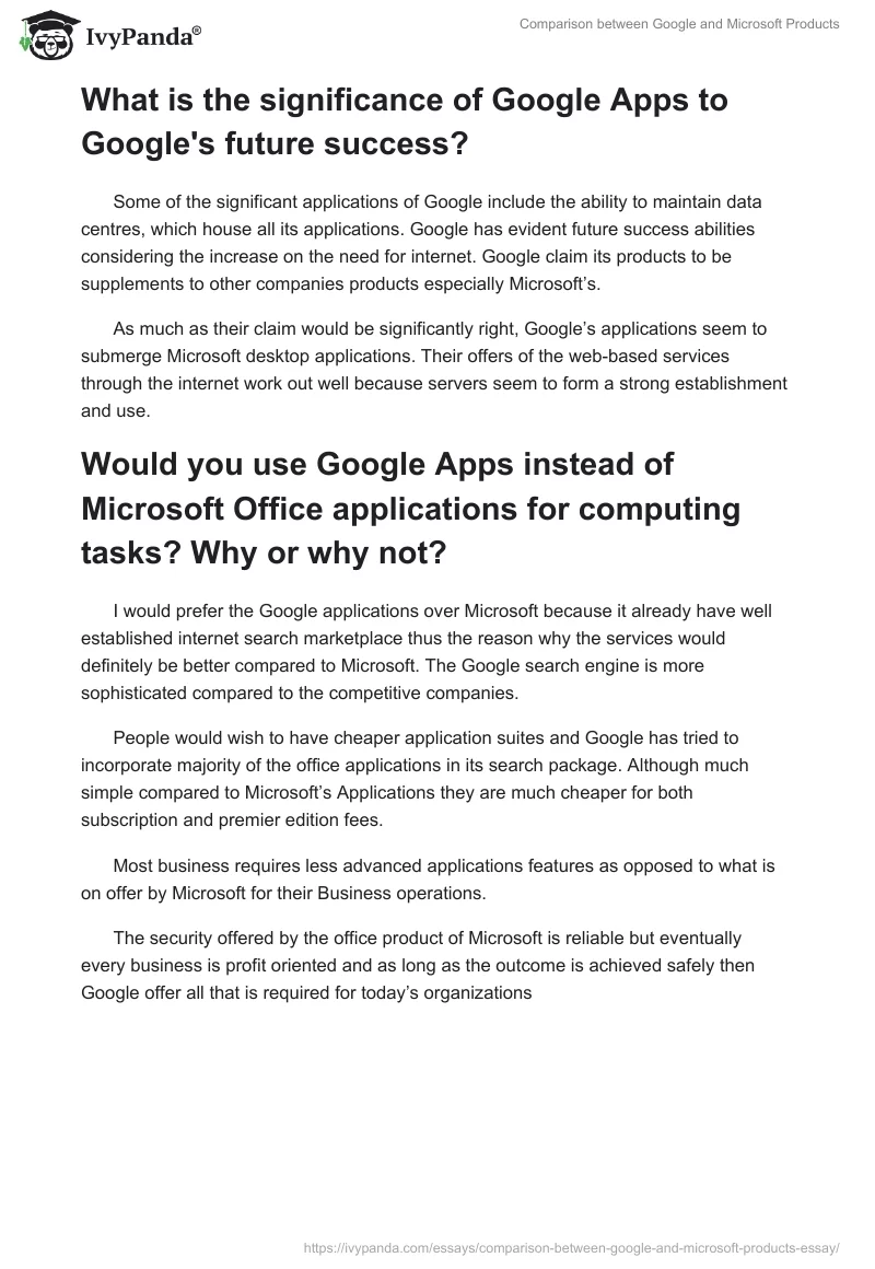 Comparison Between Google and Microsoft Products. Page 3