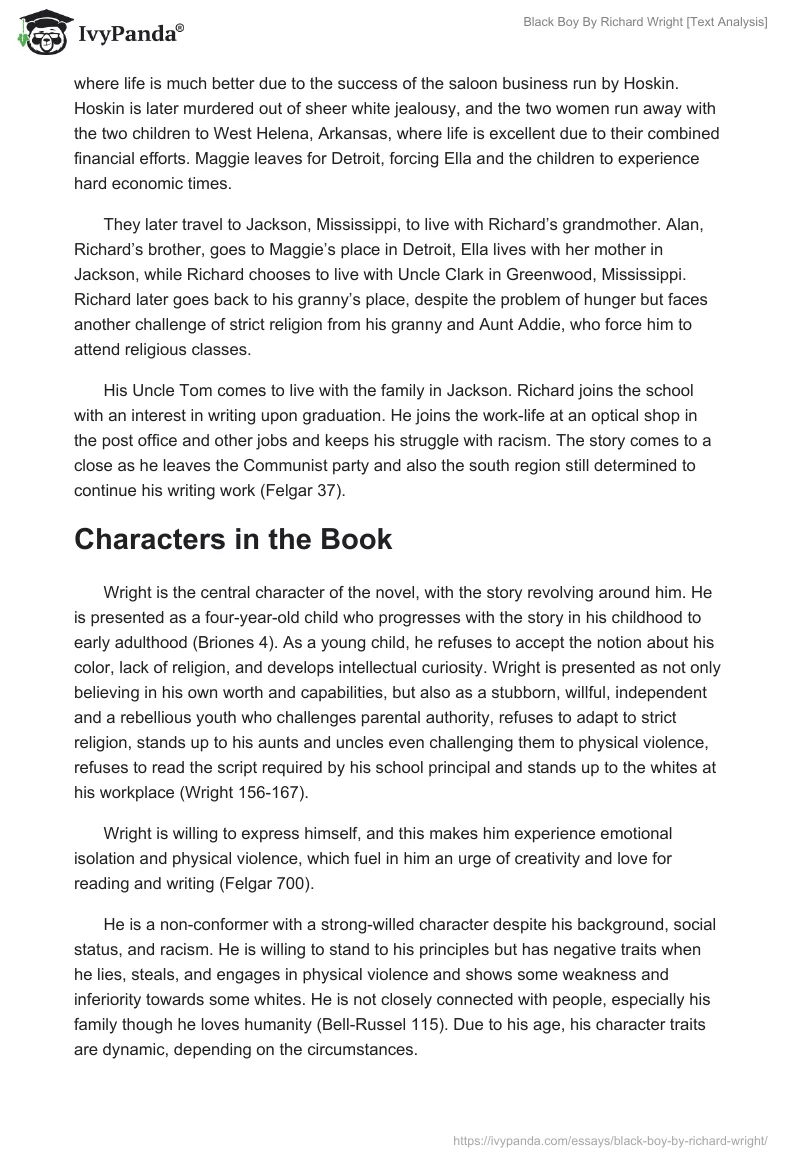 Black Boy By Richard Wright [Text Analysis]. Page 2