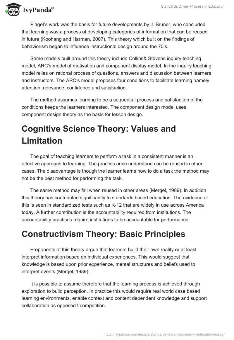 Standards Driven Process in Education. Page 2