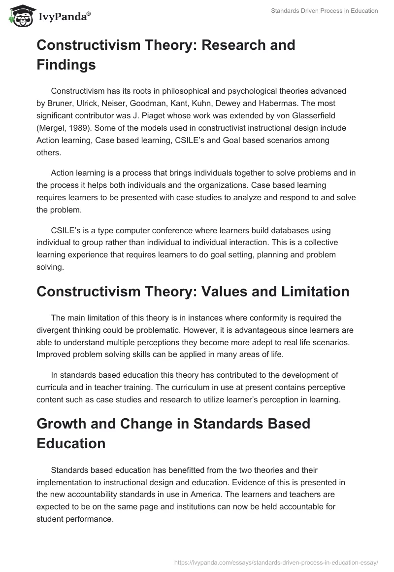 Standards Driven Process in Education. Page 3