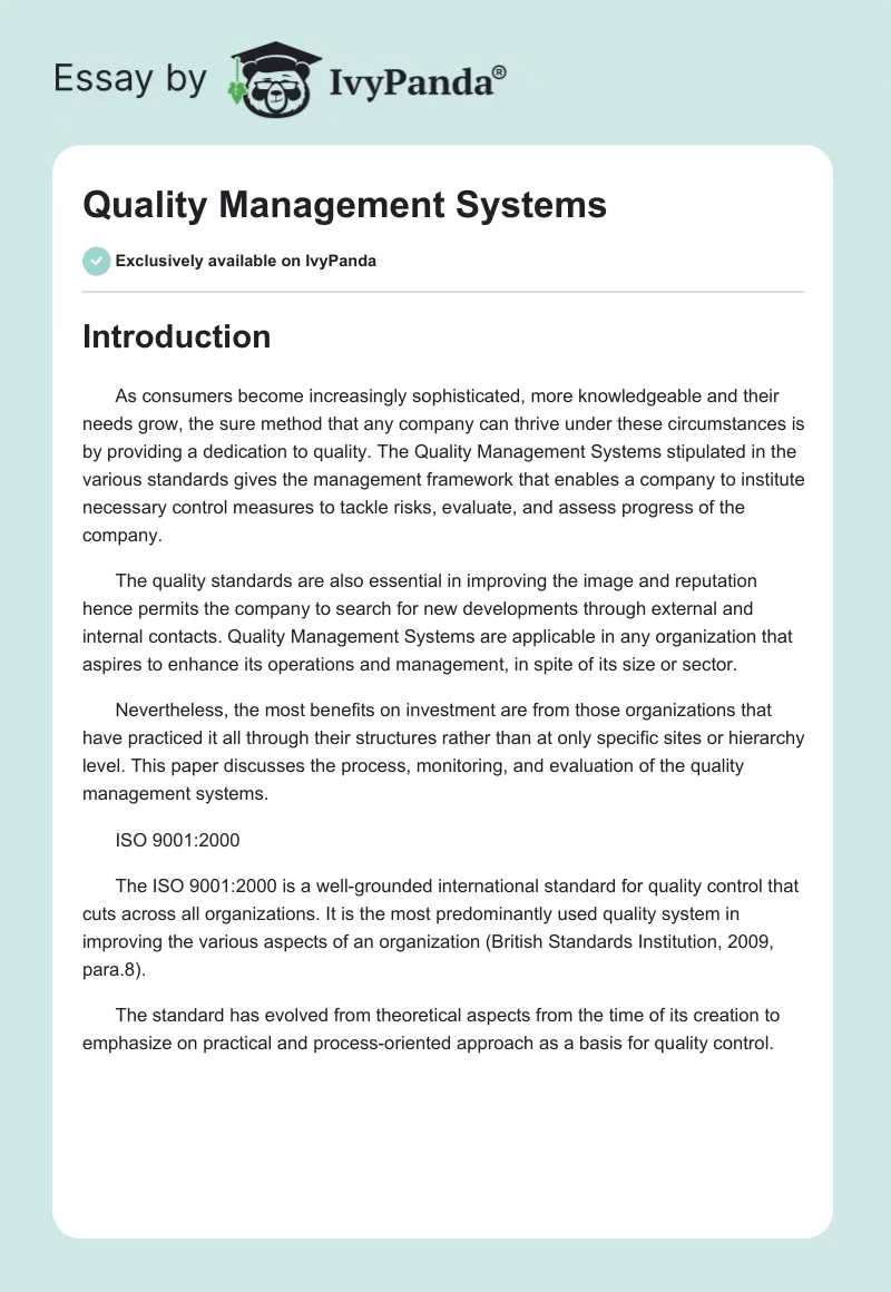 Quality Management Systems. Page 1