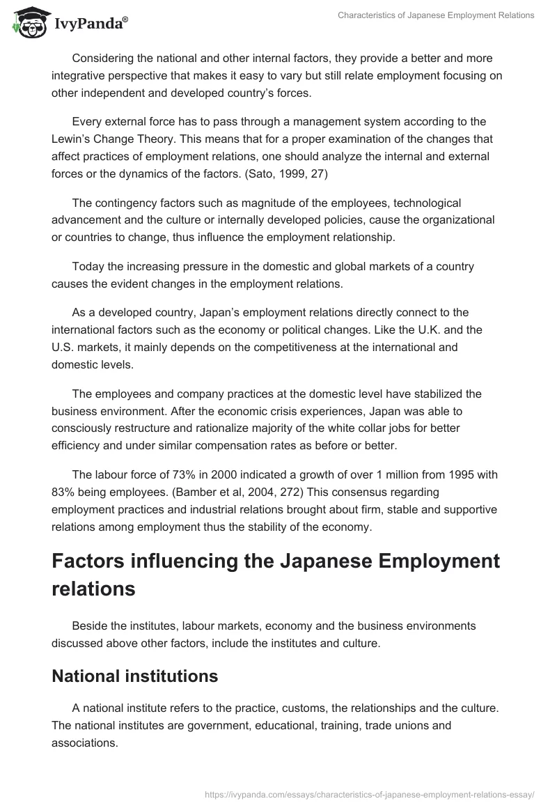 Characteristics of Japanese Employment Relations. Page 2