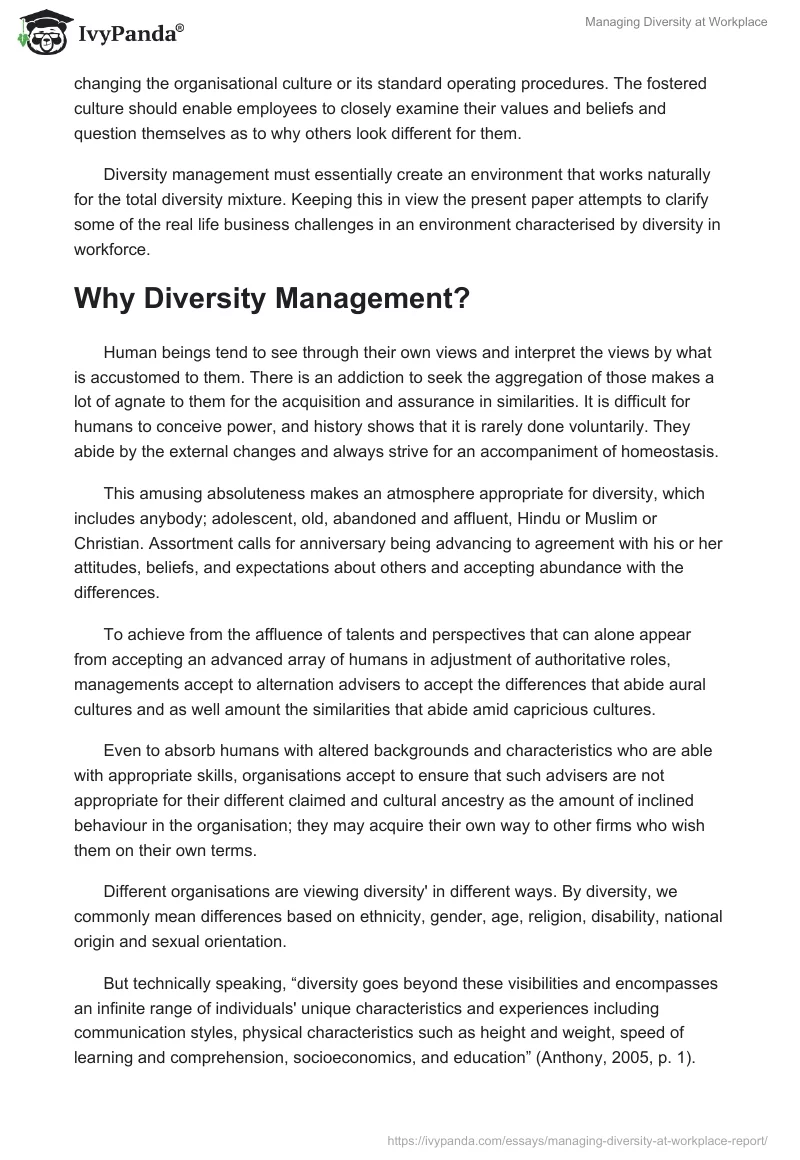Managing Diversity at Workplace. Page 2
