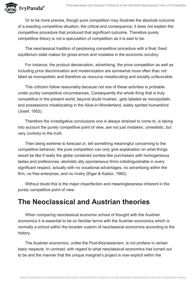 Post-Keynesian and Austrian Criticisms of the Standard Neoclassical View of Competition. Page 3