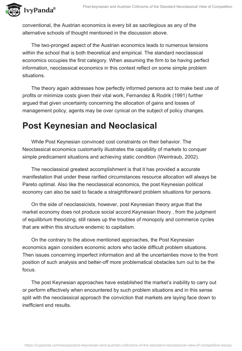 Post-Keynesian and Austrian Criticisms of the Standard Neoclassical View of Competition. Page 4