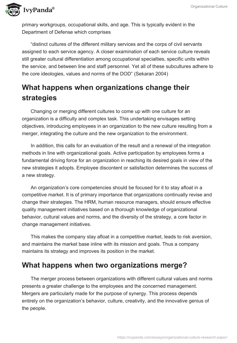 research paper on organisational culture